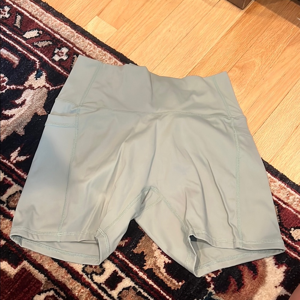 Women's High-Waisted Green Biker Shorts